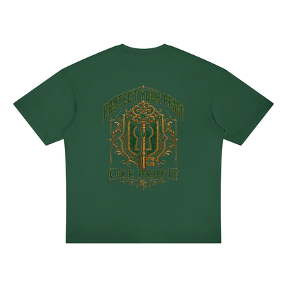 NOIR CARTEL OVERGROWTH — Thornbound Crest Oversized Drop Shoulder Tee — Dark Green