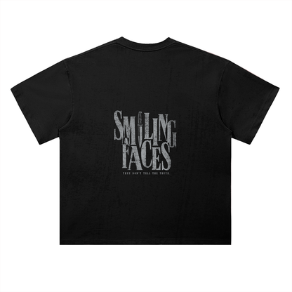 NOIR CARTEL FRENEMIES — Smiling Faces — Gray Heavyweight Drop Shoulder Cotton Tee