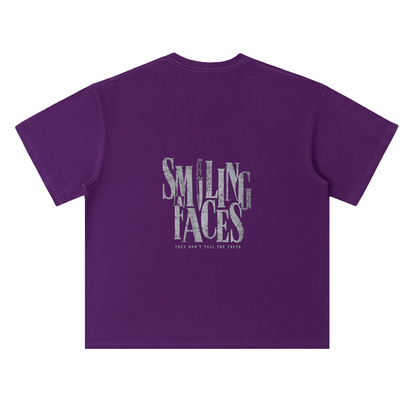 NOIR CARTEL FRENEMIES — Smiling Faces — Khaki Heavyweight Drop Shoulder Cotton Tee