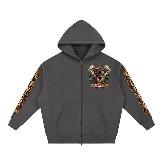 NOIR CARTEL UNSAID — Trust Issues Boxy Fleece Hoodie — Dark Gray