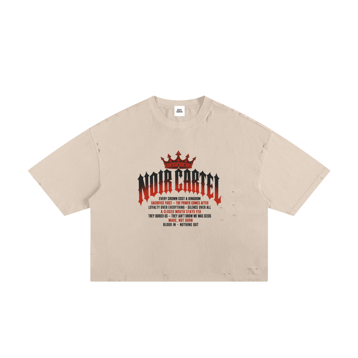 NOIR CARTEL MADE MEN — Blood Oath — Rust Frayed Boxy Tee