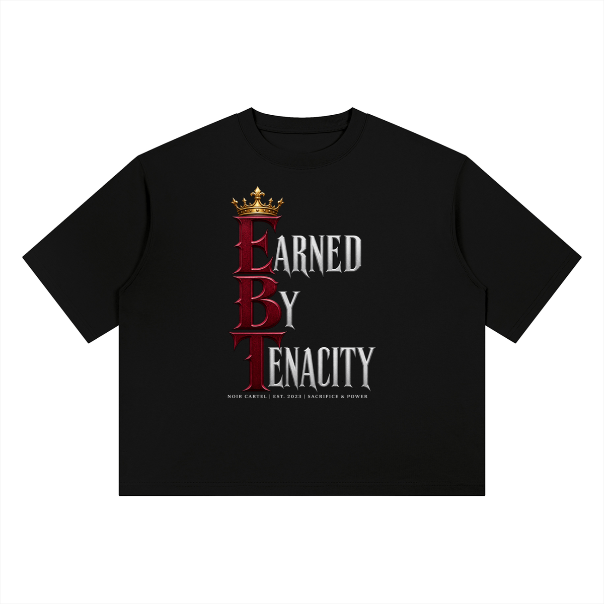 NOIR CARTEL UNSAID — Earned by Tenacity Heavyweight Boxy Tee — Black
