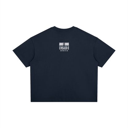 NOIR CARTEL UNSAID — I Got Clear Boxy Drop Shoulder Tee — Navy Blue