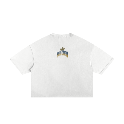 NOIR CARTEL MADE MEN — Blood Oath — Navy & Gold Frayed Boxy Tee