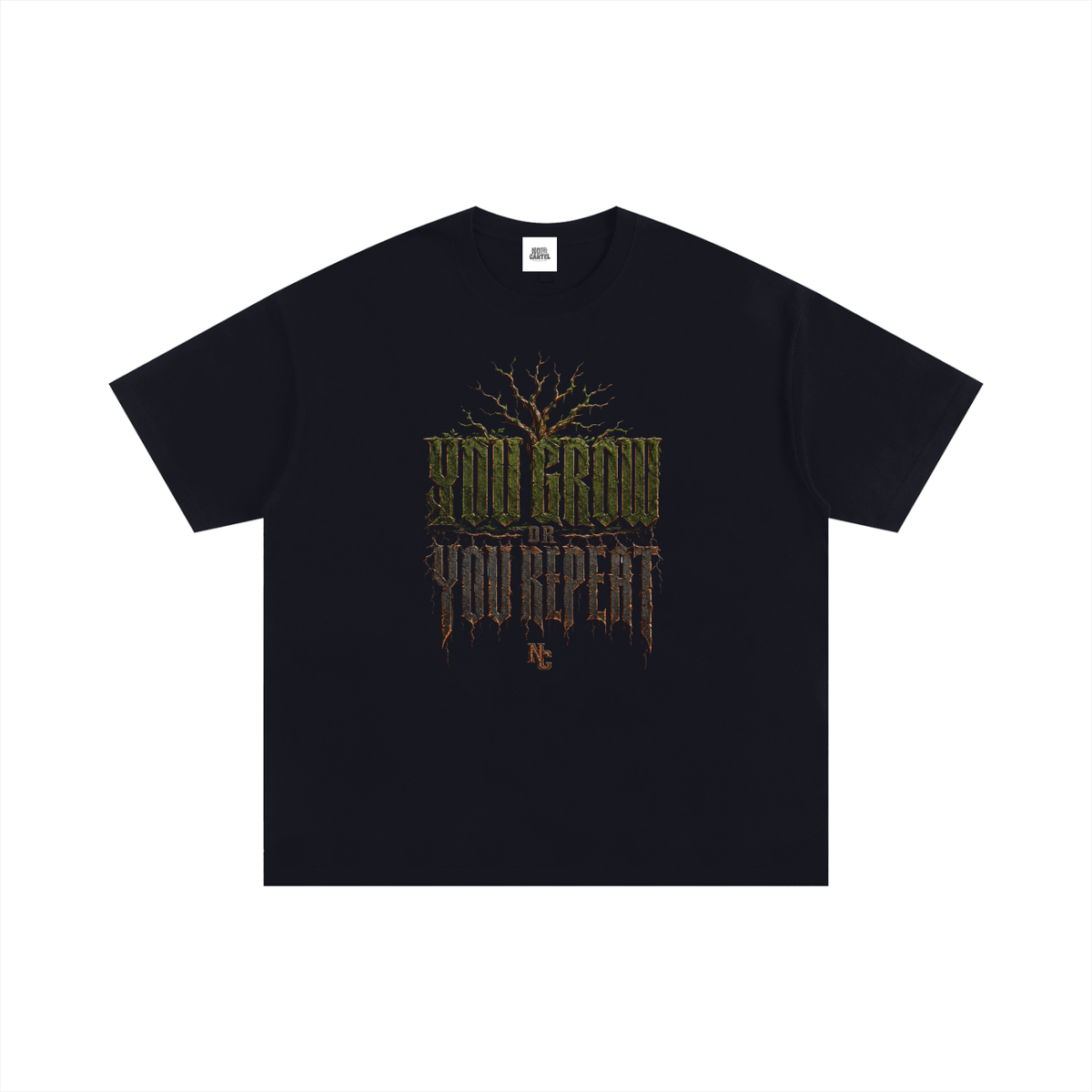 NOIR CARTEL UNSAID — You Grow or You Repeat Oversized Cotton Tee — Black