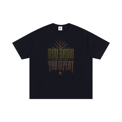 NOIR CARTEL UNSAID — You Grow or You Repeat Oversized Cotton Tee — Black
