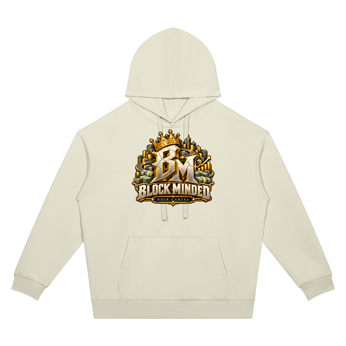 NOIR CARTEL BLOCKNOMICS — Block Minded Oversized Drop Shoulder Hoodie — Beige Camel