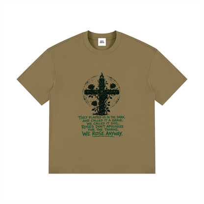 NOIR CARTEL OVERGROWTH — Rose Gospel — Green Drop Shoulder Cotton Tee