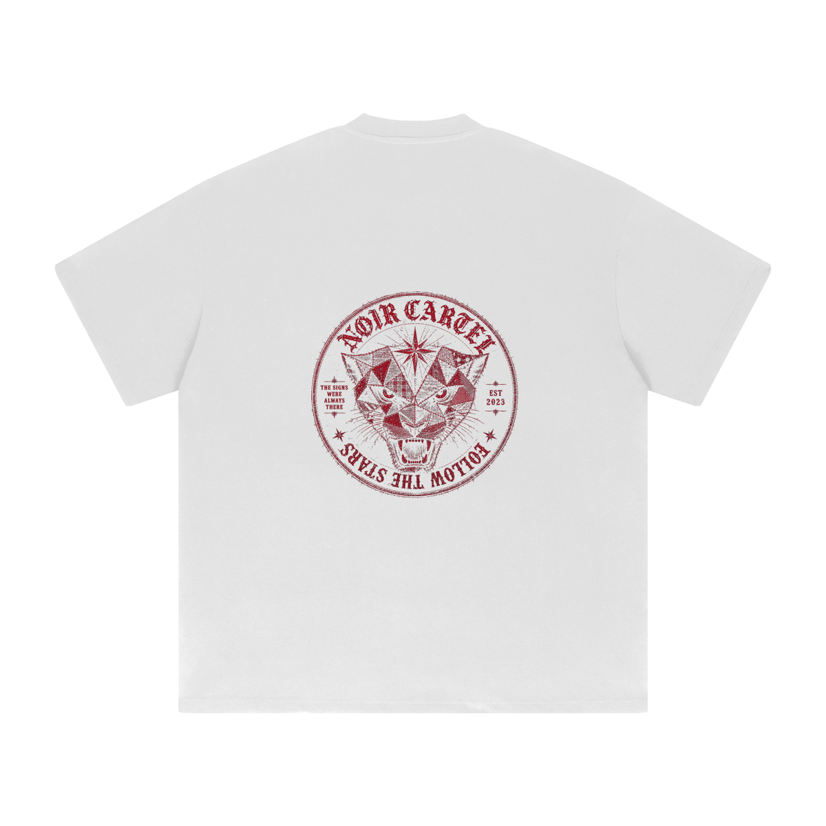 NOIR CARTEL QUILTED CODE — Follow the Stars — Red Heavyweight Drop Shoulder Tee
