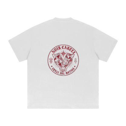 NOIR CARTEL QUILTED CODE — Follow the Stars — Red Heavyweight Drop Shoulder Tee