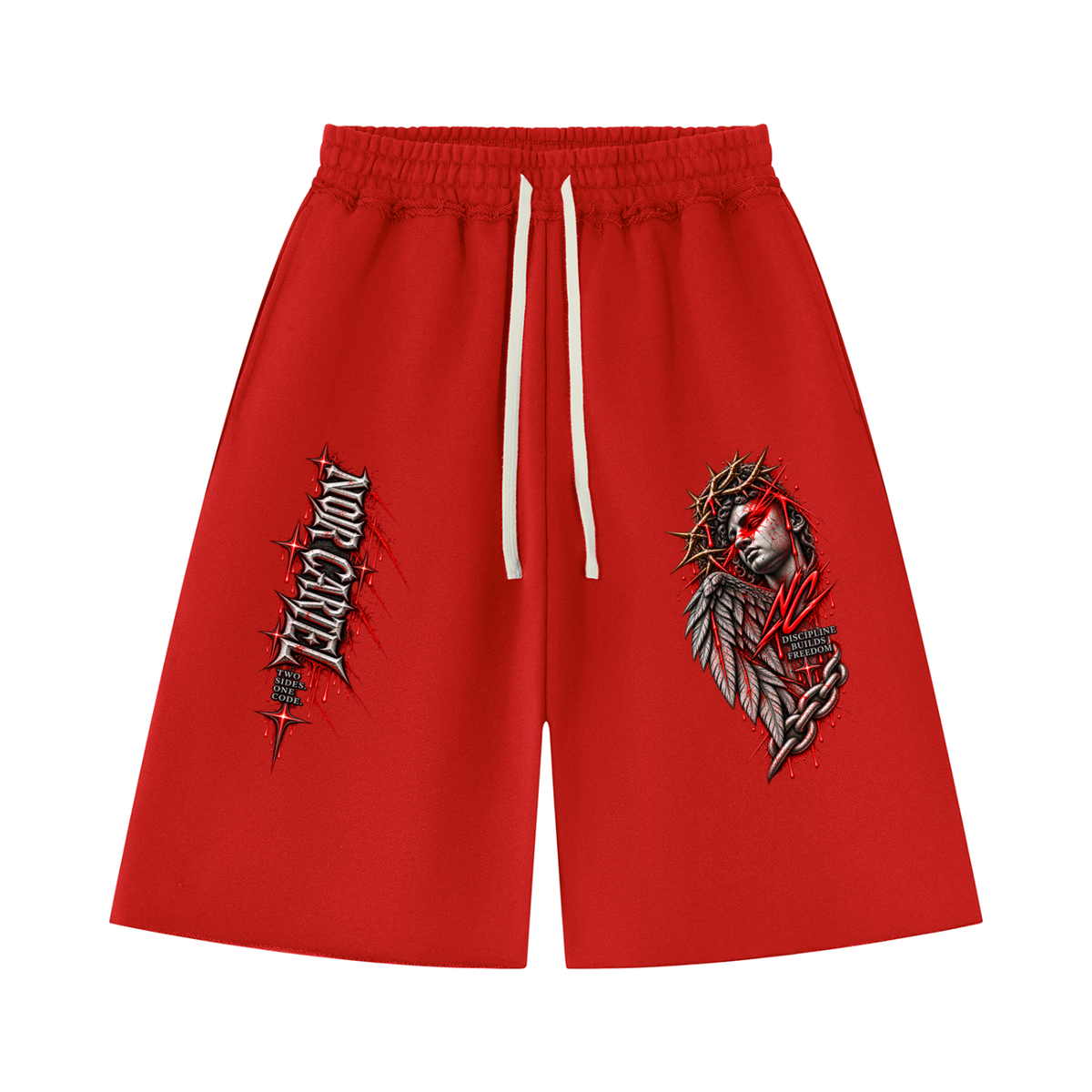 NOIR CARTEL DIVIDED - Red Graphic Shorts