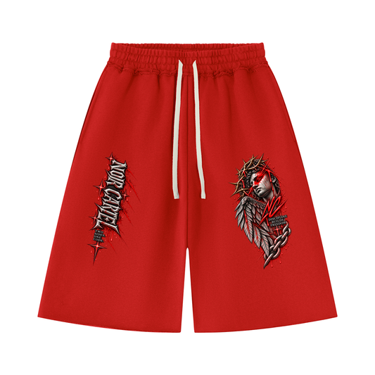 NOIR CARTEL DIVIDED - Red Graphic Shorts