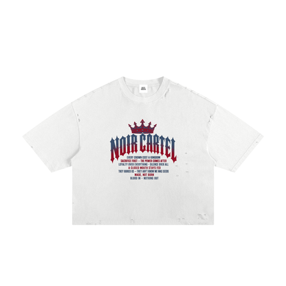 NOIR CARTEL MADE MEN — Blood Oath — Red & Olive Frayed Boxy Tee
