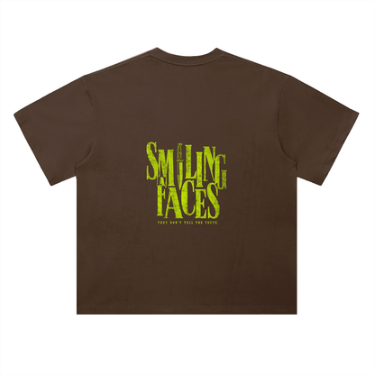 NOIR CARTEL FRENEMIES — Smiling Faces — Lime Heavyweight Drop Shoulder Cotton Tee