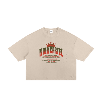 NOIR CARTEL MADE MEN — Blood Oath — Red & Green Frayed Boxy Tee