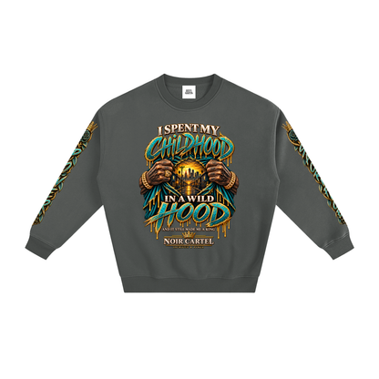 NOIR CARTEL HOOD DIVISION — Wild Hood — Down South Fleeced Sweatshirt — Gray