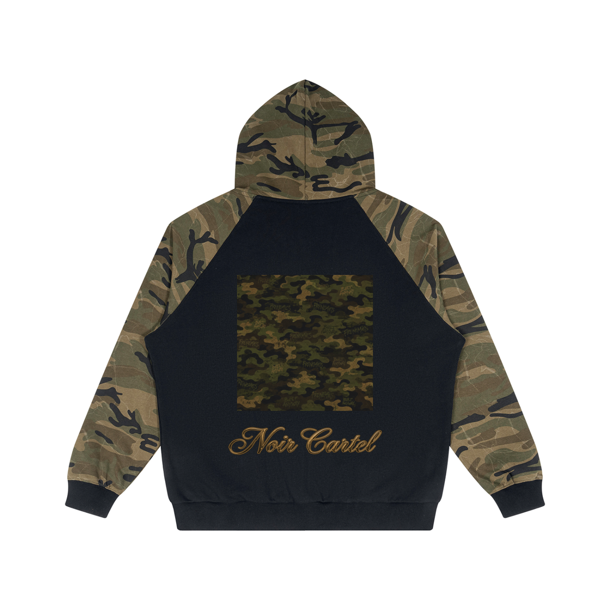 NOIR CARTEL FRENEMIES — Worldwide Camo Camo-Splice Raglan Snap-Front Hoodie