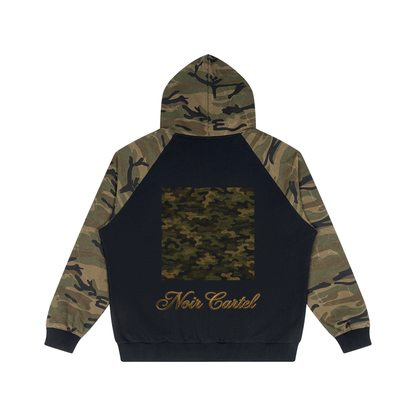 NOIR CARTEL FRENEMIES — Worldwide Camo Camo-Splice Raglan Snap-Front Hoodie