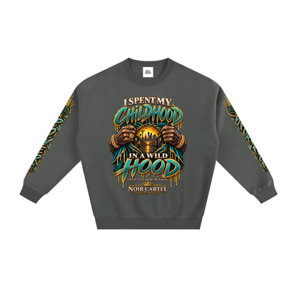NOIR CARTEL HOOD DIVISION — Wild Hood — West Coast Fleeced Sweatshirt — Gray