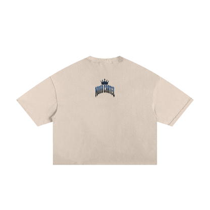 NOIR CARTEL MADE MEN — Blood Oath — Navy Frayed Boxy Tee