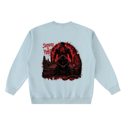 NOIR CARTEL UNSAID — My Strongest Days Oversized Crewneck Taped Sweatshirt — Light Blue
