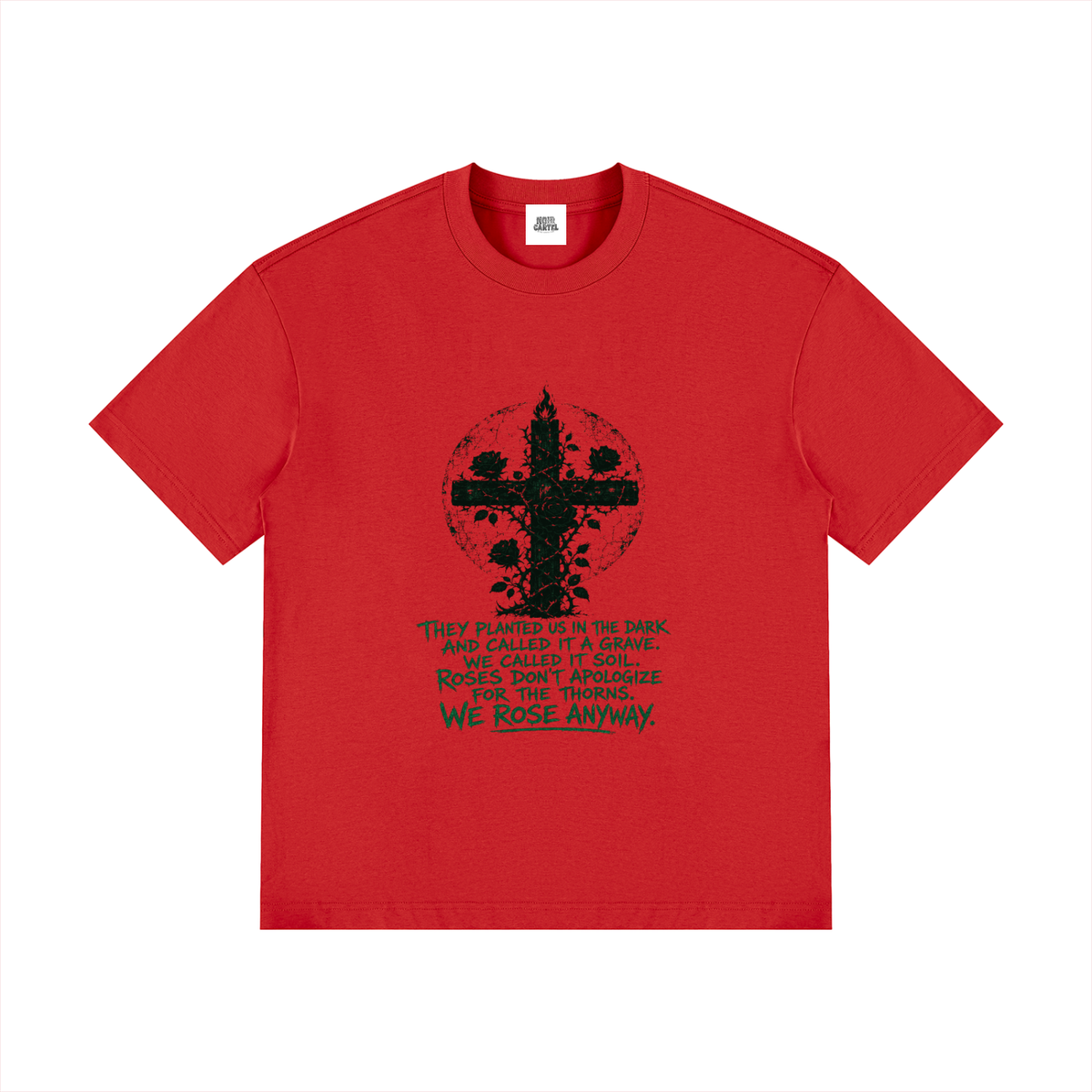 NOIR CARTEL OVERGROWTH — Rose Gospel — Green Drop Shoulder Cotton Tee