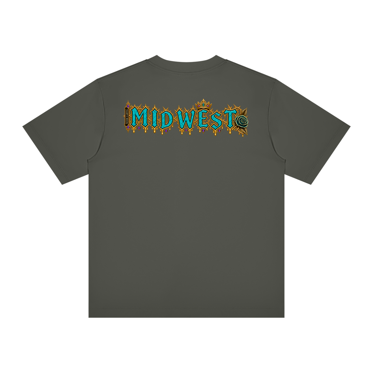NOIR CARTEL HOOD DIVISION — Wild Hood — Midwest Regular Crewneck Tee — Dark Gray