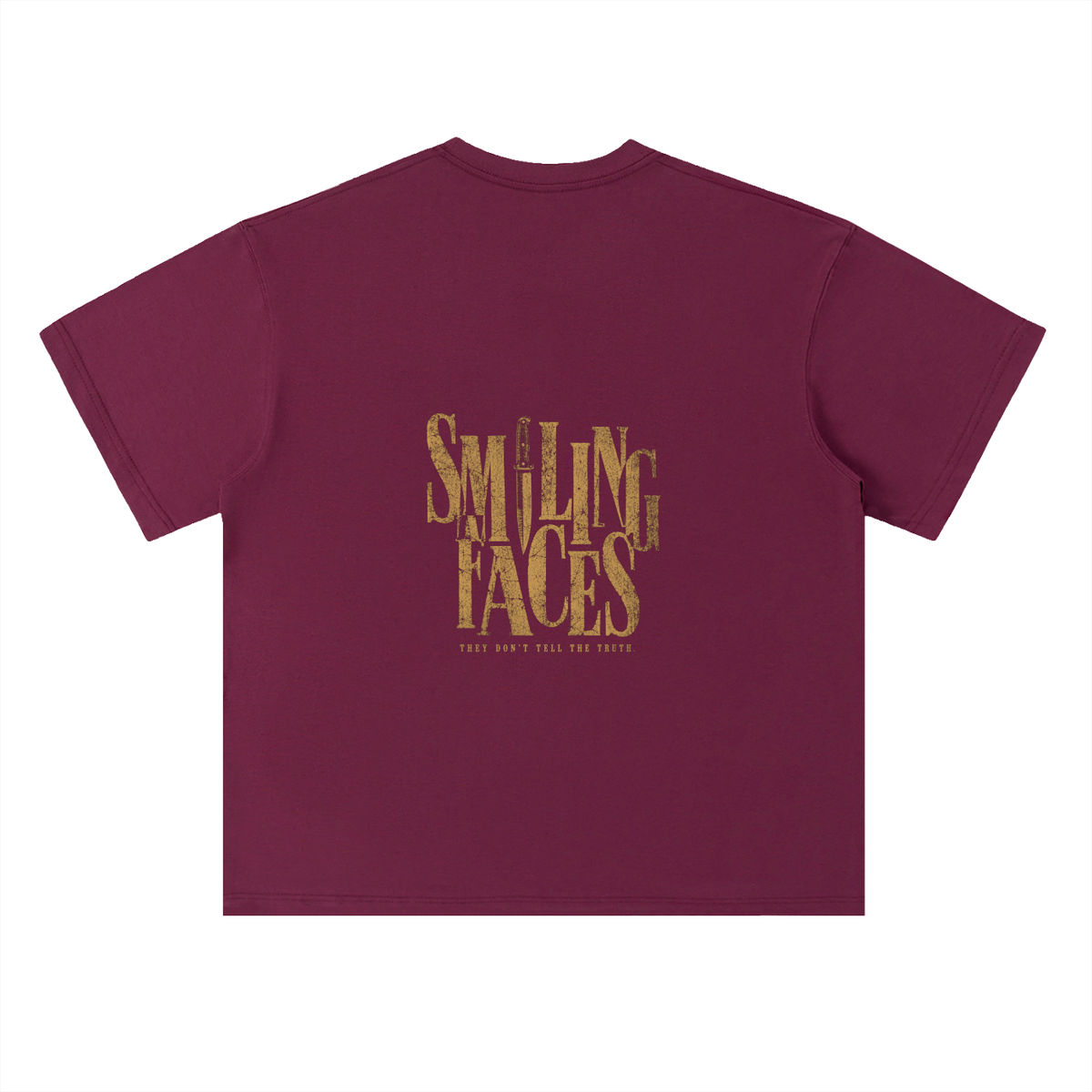 NOIR CARTEL FRENEMIES — Smiling Faces — Gold Heavyweight Drop Shoulder Cotton Tee