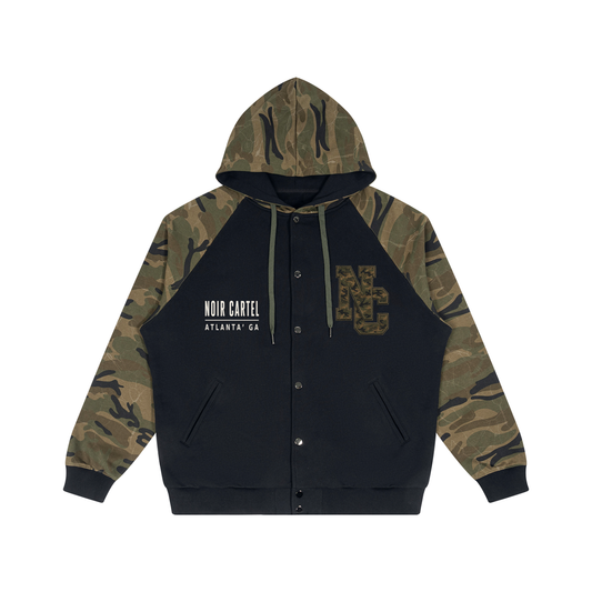 Unisex Camo-Splice Raglan Zip Hoodie