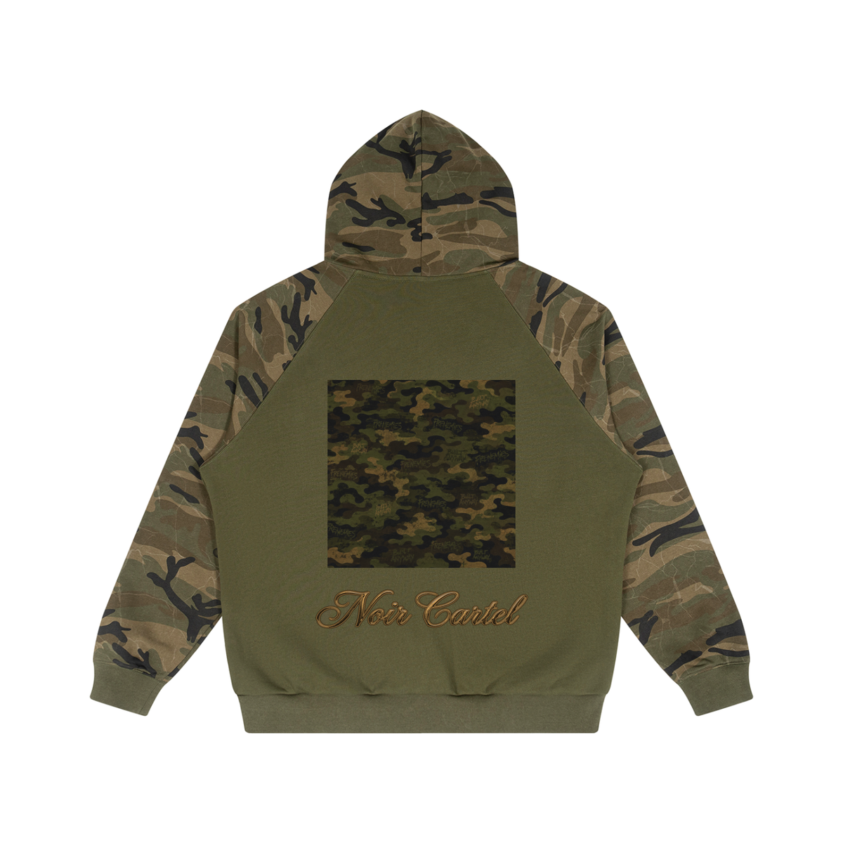 NOIR CARTEL FRENEMIES — Worldwide Camo Camo-Splice Raglan Snap-Front Hoodie