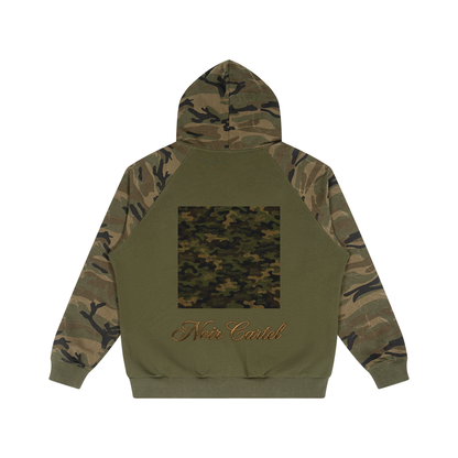 NOIR CARTEL FRENEMIES — Worldwide Camo Camo-Splice Raglan Snap-Front Hoodie