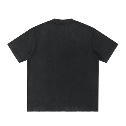 NOIR CARTEL UNSAID — Respect in Silence Heavyweight Vintage Washed Frayed Tee — Black