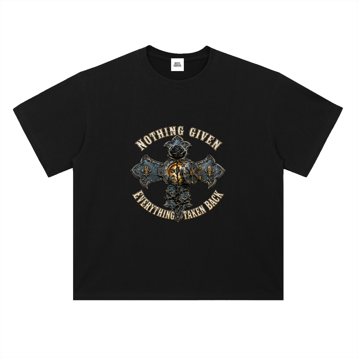 NOIR CARTEL UNSAID — Nothing Given Heavyweight Drop Shoulder Cotton Tee — Classic Black