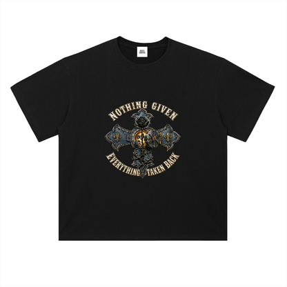 NOIR CARTEL UNSAID — Nothing Given Heavyweight Drop Shoulder Cotton Tee — Classic Black
