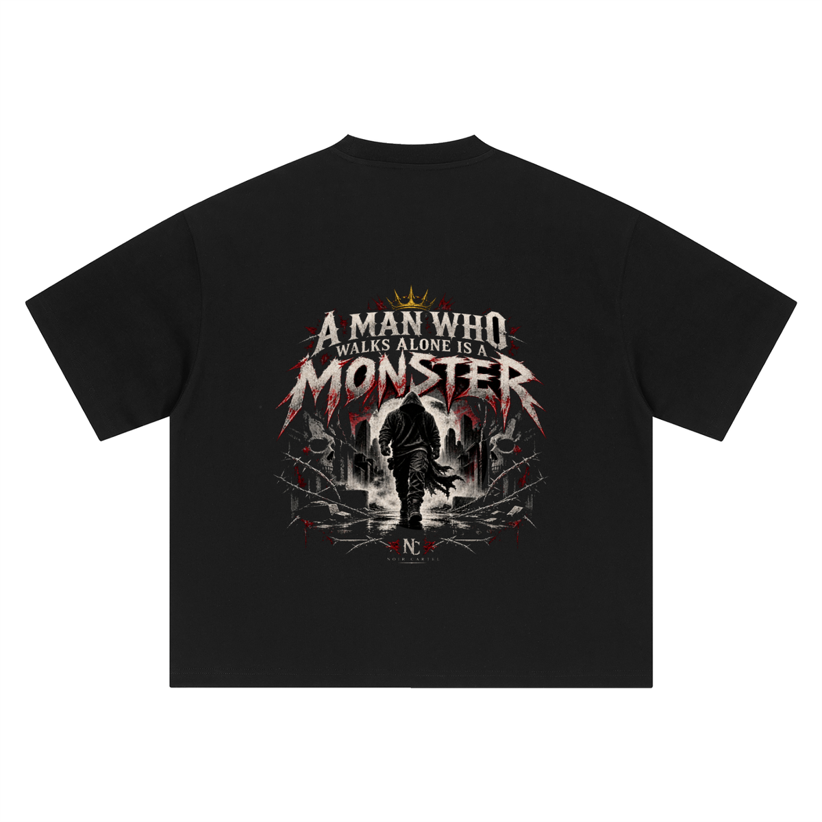 NOIR CARTEL “Walks Alone” Heavyweight Oversized Tee — ALONE IS POWER