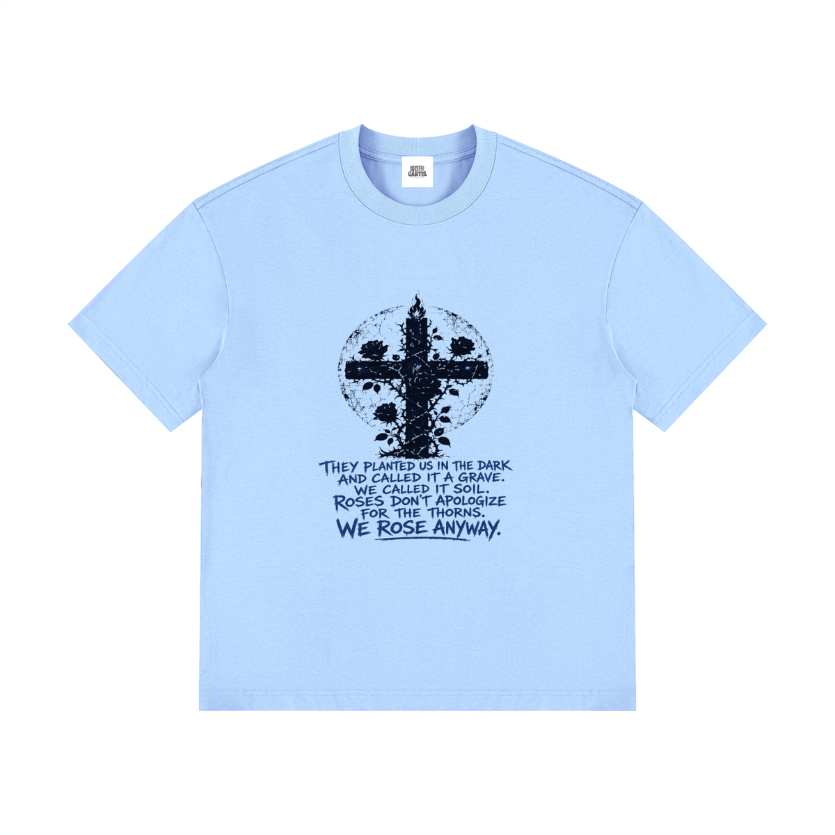 NOIR CARTEL OVERGROWTH — Rose Gospel — Blue Drop-Shoulder Tee