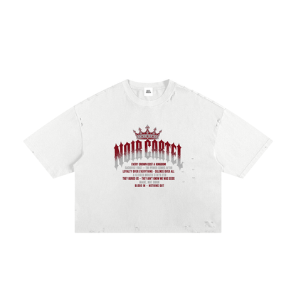 NOIR CARTEL MADE MEN — Blood Oath — Wine & Bone Frayed Boxy Tee