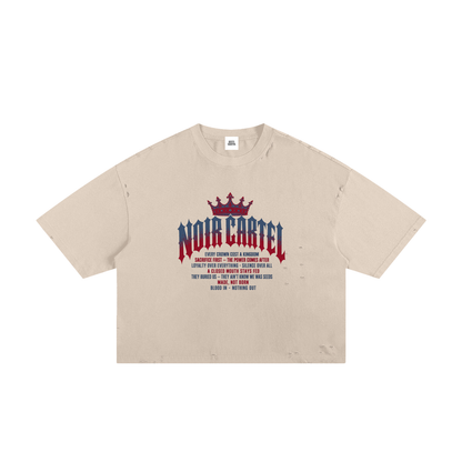 NOIR CARTEL MADE MEN — Blood Oath — Red & Olive Frayed Boxy Tee