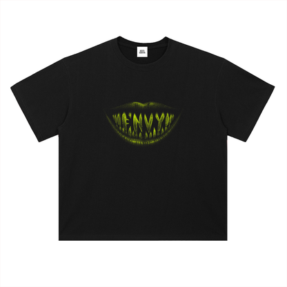 NOIR CARTEL FRENEMIES — Smiling Faces — Lime Heavyweight Drop Shoulder Cotton Tee