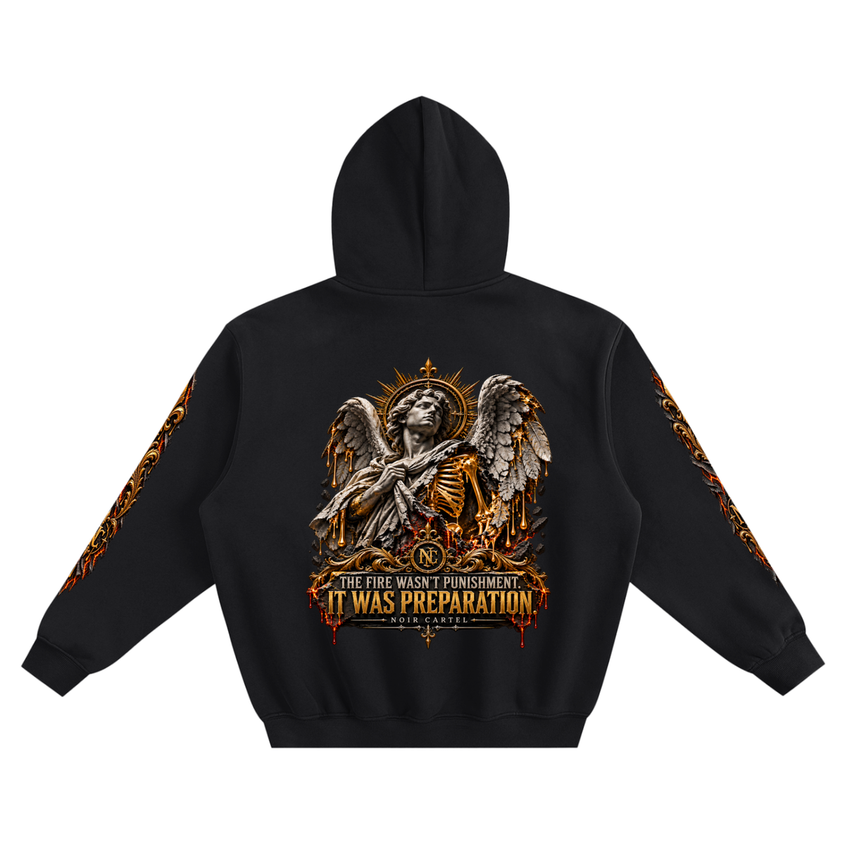 NOIR CARTEL UNSAID — Purpose, Faith & Resilience Fleeced Boxy Hoodie — Black