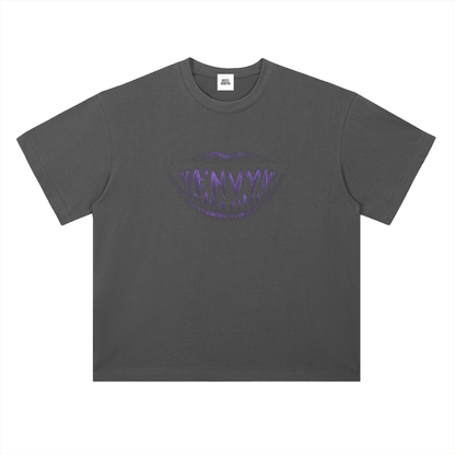 NOIR CARTEL FRENEMIES — Smiling Faces — Purple Heavyweight Drop Shoulder Cotton Tee