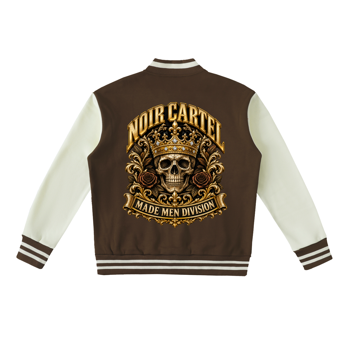 Noir Cartel Made Men Fleeced leeced Varsity Jacket — The Heirloom Boss | Coffee & Bone