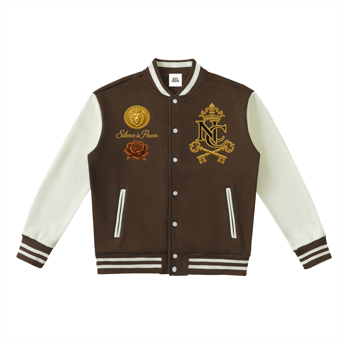 Noir Cartel Made Men Fleeced leeced Varsity Jacket — The Heirloom Boss | Coffee & Bone
