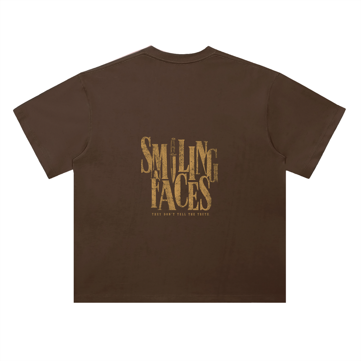 NOIR CARTEL FRENEMIES — Smiling Faces — Gold Heavyweight Drop Shoulder Cotton Tee