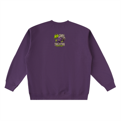 NOIR CARTEL TABLES TURN — The Joke's on You Oversized Crewneck Taped Sweatshirt — Purple
