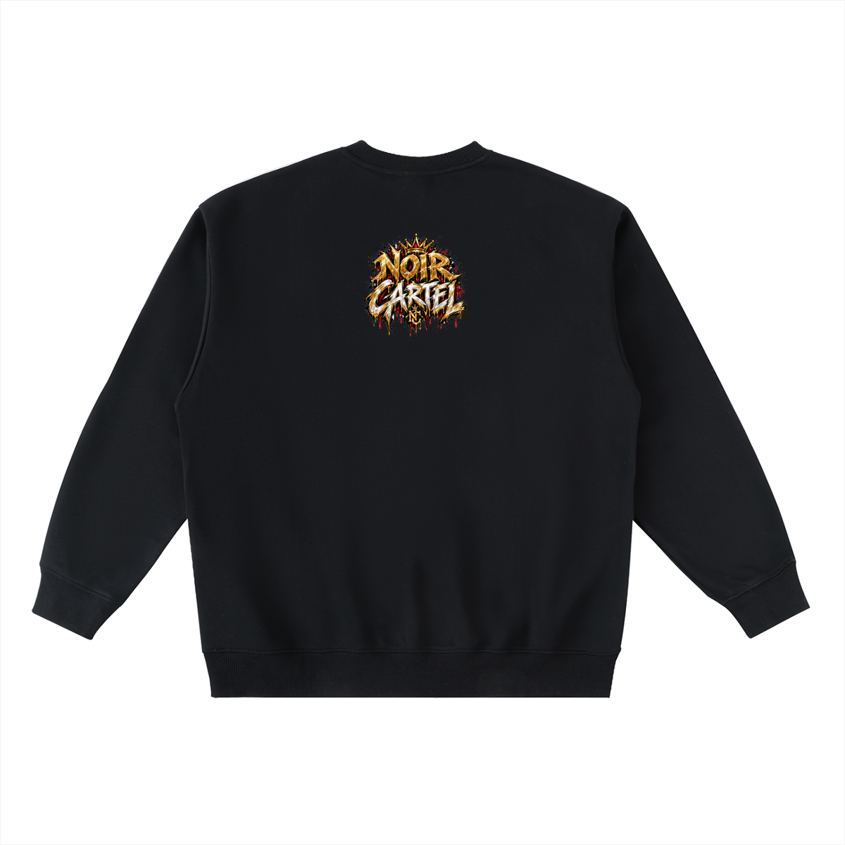 NOIR CARTEL TABLES TURN — Rabbit Got a Gun Oversized Crewneck Taped Sweatshirt — Black