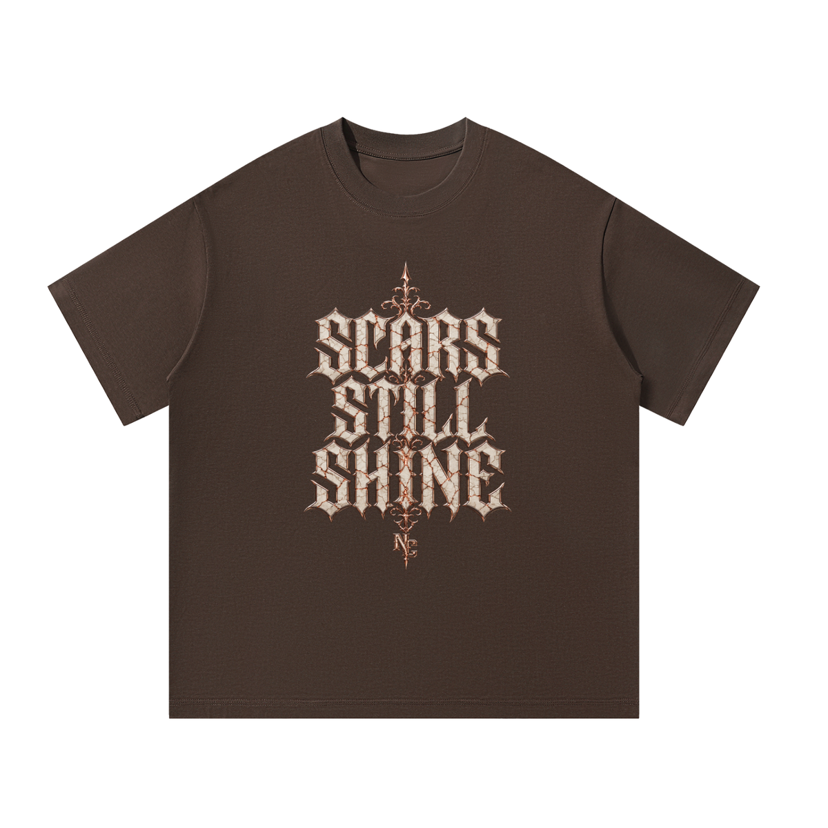 NOIR CARTEL UNSAID — Scars Still Shine Oversized Tee — Coffee
