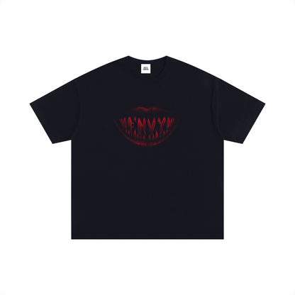 NOIR CARTEL FRENEMIES — Smiling Faces — Red Oversized Cotton Tee — Black