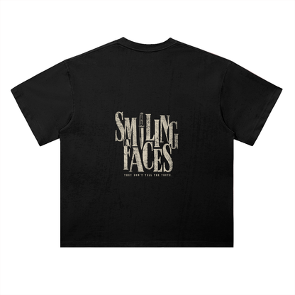 NOIR CARTEL FRENEMIES — Smiling Faces — Bone Heavyweight Drop Shoulder Cotton Tee