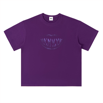 NOIR CARTEL FRENEMIES — Smiling Faces — Purple Heavyweight Drop Shoulder Cotton Tee